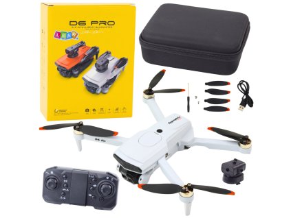Dron D6 PRO Kamera LED Světla Aplikace Světle Šedá