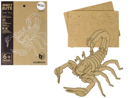 Dřevěné Prostorové Puzzle 3D Škorpion Vzdělávací Skládačka 35 Dílků