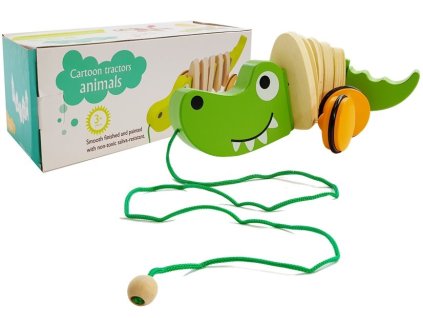 Dřevěný Krokodýl na Kolečkách 18cm