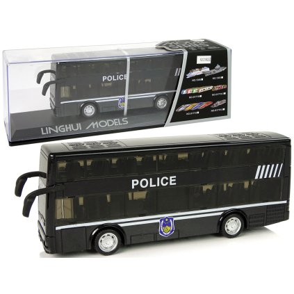 Dvoupatrový Černý Policejní Autobus s Frikčním Pohonem