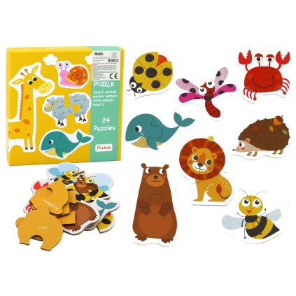 Edukační Puzzle Zvířátka Skládačka Učení Angličtiny 48 dílů