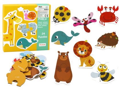 Edukační Puzzle Zvířátka Skládačka Učení Angličtiny 48 dílů