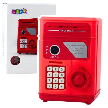 Elektronický Bankomatový Trezor Pokladnička Na PIN Pro Děti Červená