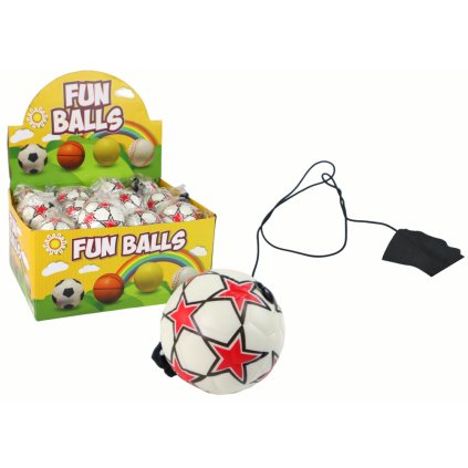 Fotbalový Míček PU na Jojo Gumičce 6 cm Bílý s Hvězdičkami