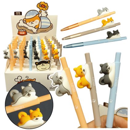 Gelové Pero s Figrukou Pejska Shiba Modrý Inkoust 0.5mm