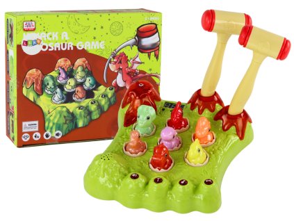 Hra Wack-A-Mole Dinosauři Deska Kladívka Zelená Světla Zvuky