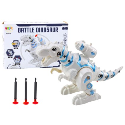 Interaktivní Bílý Robot Dinosaurus s LED Efekty a Střelbou