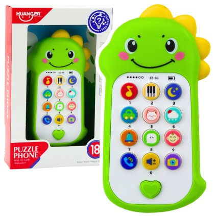 Interaktivní Edukační Telefon Pro Děti Zvuky Melodie Dinosaurus Zelený