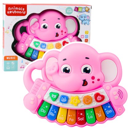 Interaktivní Piano Slon Růžový – Melodie a Zvířecí Zvuky