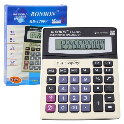 Kancelářská Kalkulačka Ronbon RB-1200V Velký Displej 12-Místný