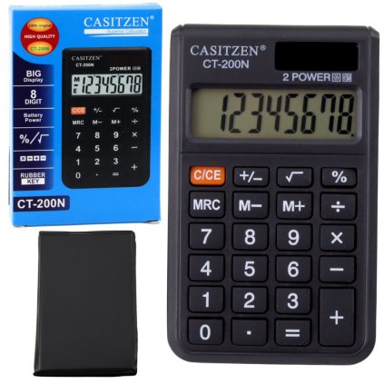 Kapesní Kalkulačka s Pouzdrem Displej 8-Místný Solární CT-200N