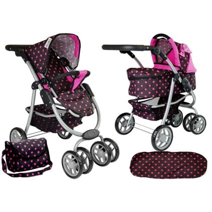 Kočárek Golfky 2v1 s Taškou Gondola Černo-Růžový