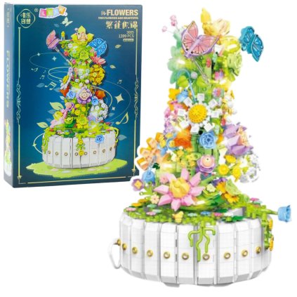 Konstrukční stavebnice Květinová Kompozice s Motýly LED Světla 1399 ks.