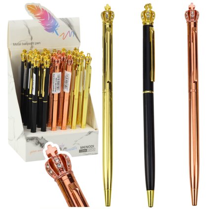 Kovové Automatické Pero Koruna Modrý Inkoust 1,0 mm