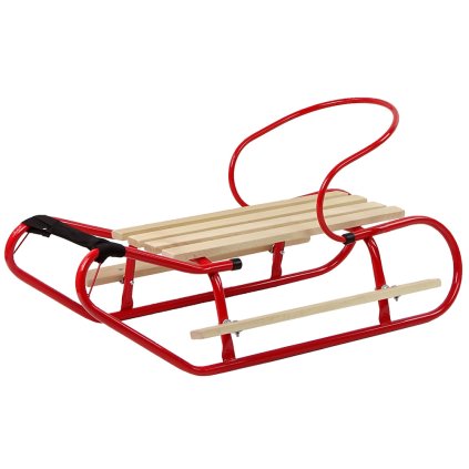 Kovové Sáňky s Opěrkou Pás Červený
