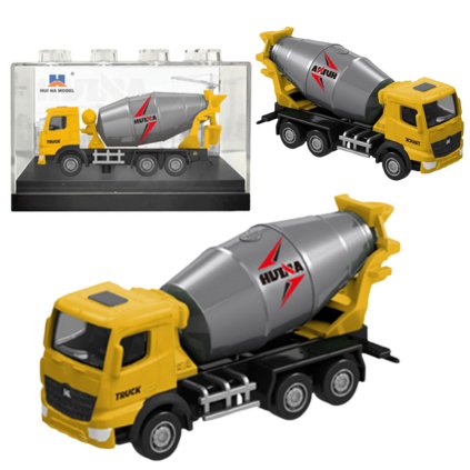 Kovový model betonmixu Huina 1:80 žlutý