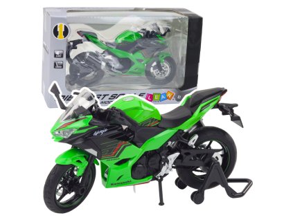 Kovový Motocykl Sportovní Světla Zvuky Zelený 1:12