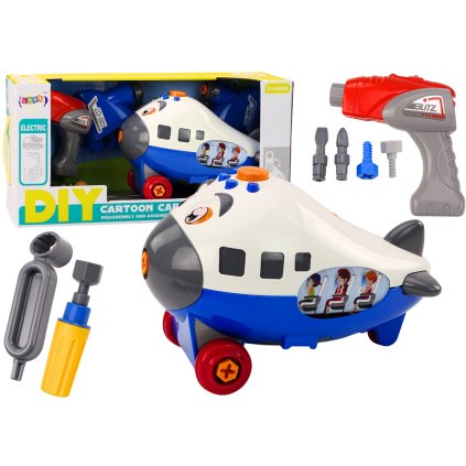 Kreslené Letadlo DIY S Modrými Křídly Na Sestavení