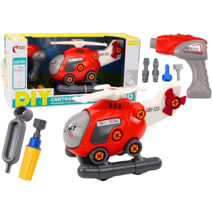 Kreslený Šroubovací Helikoptér DIY Červený