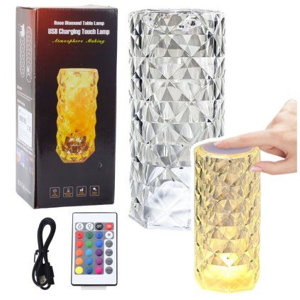 Křišťálová LED noční lampa 16 barev s dotykovým ovládáním LEAN