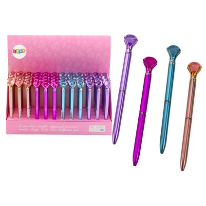 Kuličkové pero s diamantem matná modrá náplň 0,7 mm mix