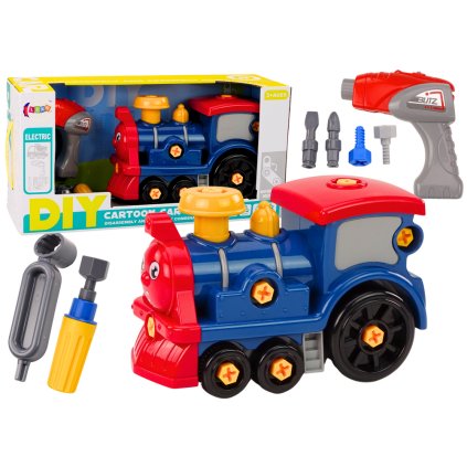 Lokomotiva ke šroubování Kreslená DIY Modrá