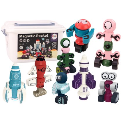Magnetické Stavebnice Vesmír Raketa Sada 56 ks. Magnetic Rocket Mix