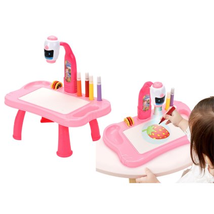 Mini Projektor Robot Stůl 2v1 Příslušenství Růžové