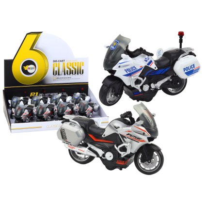 Motocykl s Třecím Pohonem Měřítko 1:10 Policejní Sportovní
