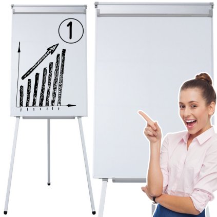 Multifunkční Magnetická Tabule Flipchart Na Stativu Bílá 70x100cm