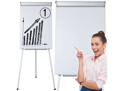 Multifunkční Magnetická Tabule Flipchart Na Stativu Bílá 70x100cm