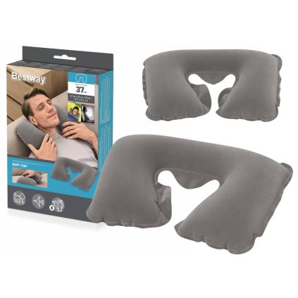 Nafukovací Cestovní Polštář 46 x 28 cm Límec Šedý Bestway 67006