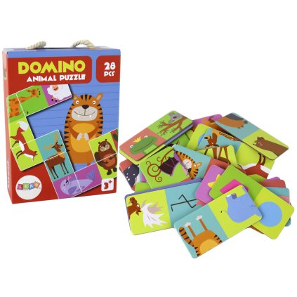 Oboustranné Logické Puzzle Domino Zvířátka 10cm x 5cm 28 ks