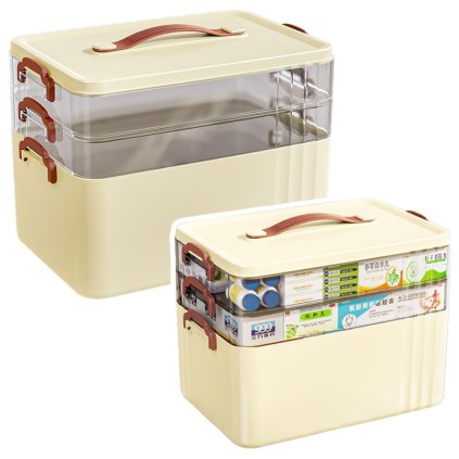 Organizér na léky Prostorný 3-Úrovňový Domácí Lékárnička