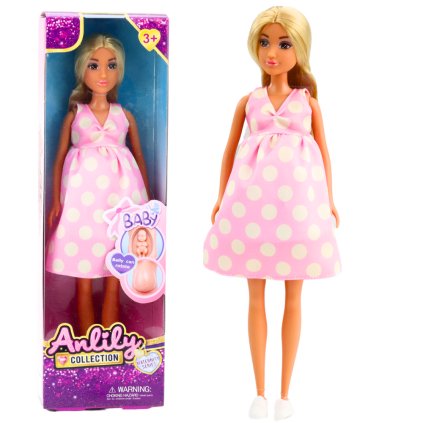 Panenka Pro Děti Anlily Princezna Dlouhé Tmavé Vlasy Žluté Šaty