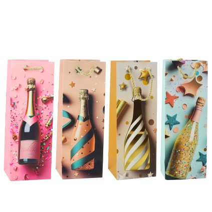 Papírová Dárková Taška na Láhev Šampaňského Pastelová 35 x 12 x 9 cm