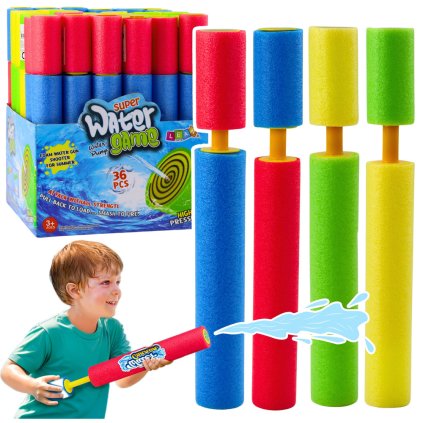 Pěnová Vodní Zbraň Pumpa Barevná Tuba 30cm Mix