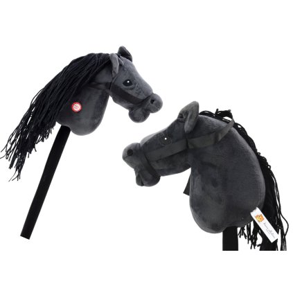 Plusová Hlava Koně Na Tyči Hobby Horse Kůň Dlouhovlasý Černý Zvuky