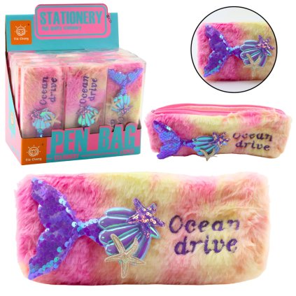 Plusový Penál se Sýrskoou Ploutví Flitry Růžovo Fialový