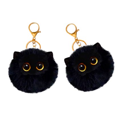 Plyšová Klíčenka Kočka Dekorace Černá Oči Uši