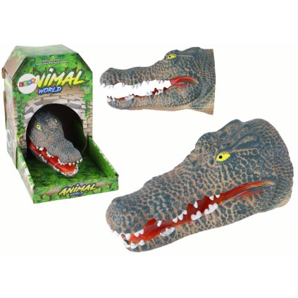 Plyšová Loutka na Ruku Krokodýl Zvířátko Šedá