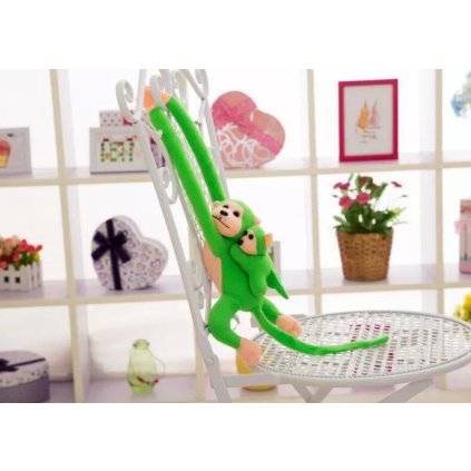 Plyšová Opice s Mládětem Zelená 90 cm