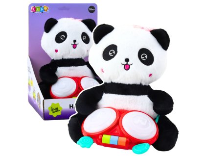 Plyšová Panda s Bubínky Hračka Mazlíček Světla Zvuky