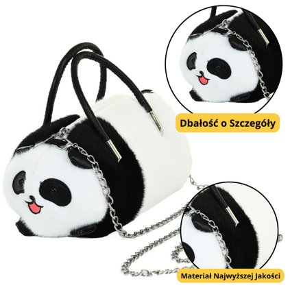Plyšová Panda Taška Kovový Řetízek Černobílá 20cm