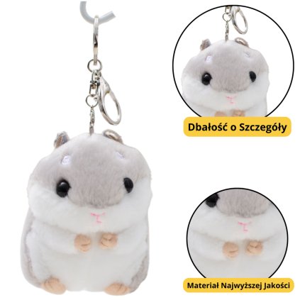 Plyšový Křeček Přívěsek Šedý 10cm