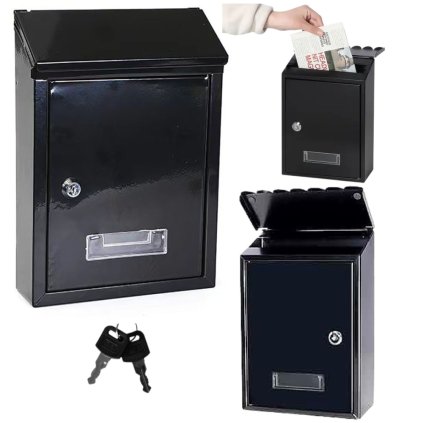 Poštovní Schránka na Dopisy Ocel Pozinkovaná Černá 26,5x18,5x6,5 cm