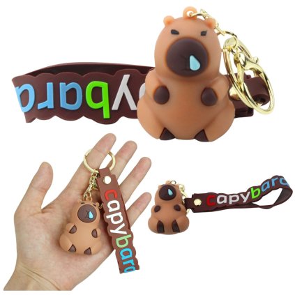 Přívěsek Figurka Kapybara Hnědá Přívěšek Karabina Kroužek