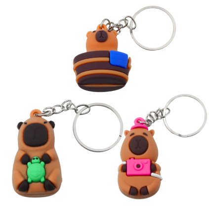 Přívěsek kapybara s želvou, fotoaparátem nebo ve vaně kroužek mix