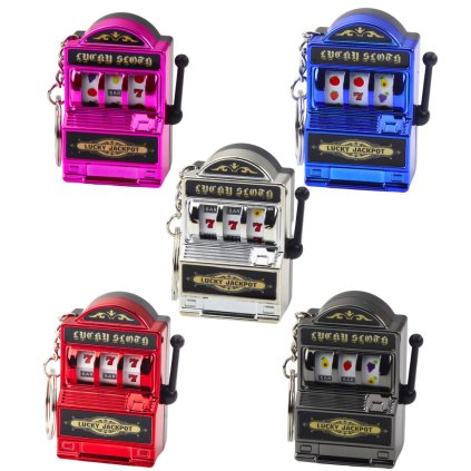 Přívěsek Mini Kasino Automat Slot Stroj Pohyblivá Páka Mix Barev