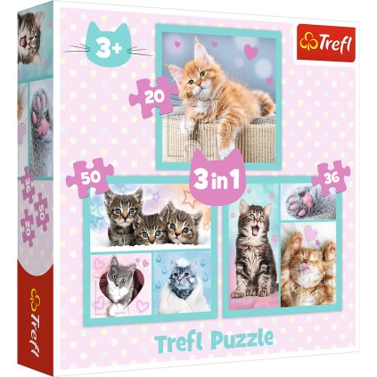 Puzzle - "3v1" - Sladká zvířátka Trefl 34862